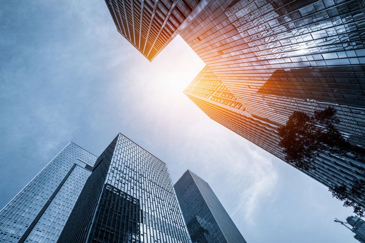 Buildings skyscrapers sun