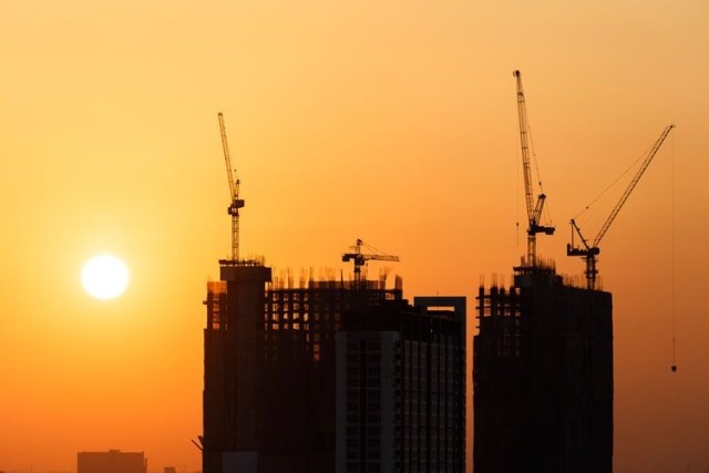 construction building crane hot sun