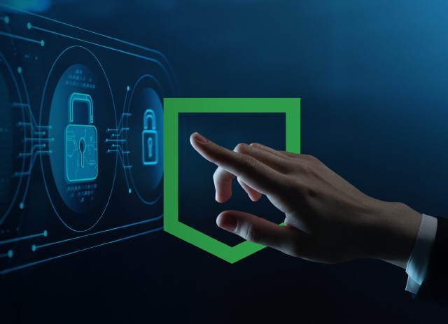 hand touching cyber screen