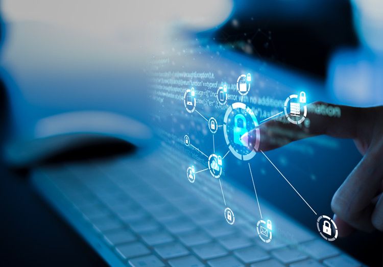 Cyber security risks highlighted above laptop computer