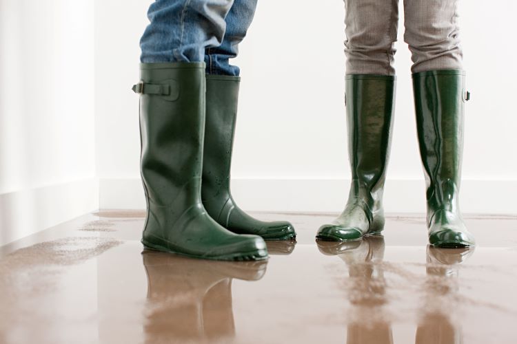 Boots on flooded floor