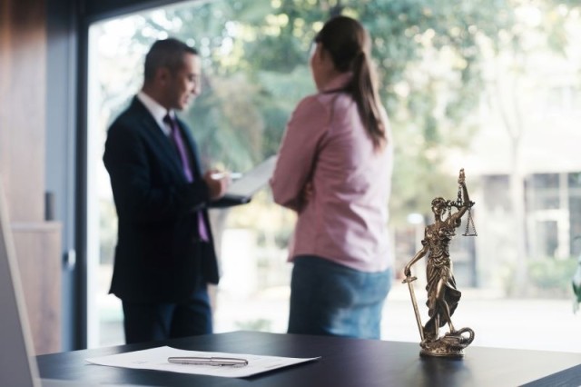 Lawyer and client having a business meeting