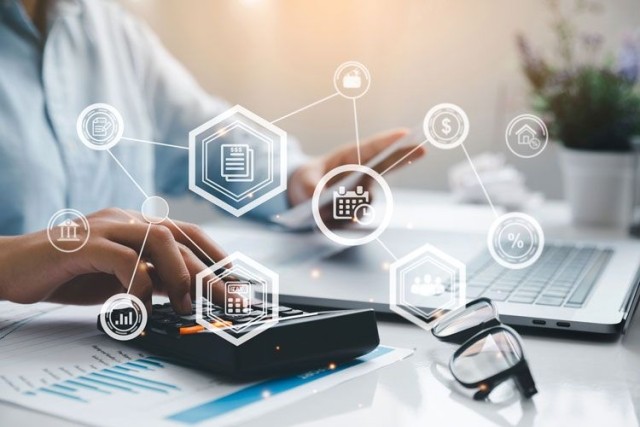 Man laptop vector benefits graphic