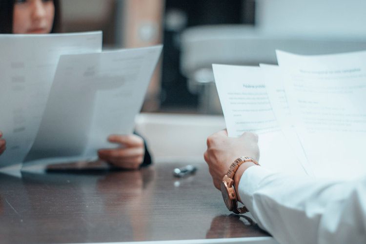 Team reviewing legal paperwork