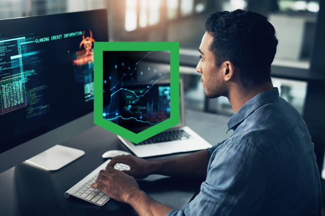 man working on cyber security on computer